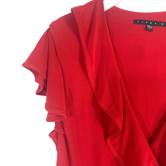 Tiana B Red scarlet  Wrap Dress size large - Picture 5 of 15